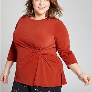 Plus size knot-waist matte jersey top - 22/24